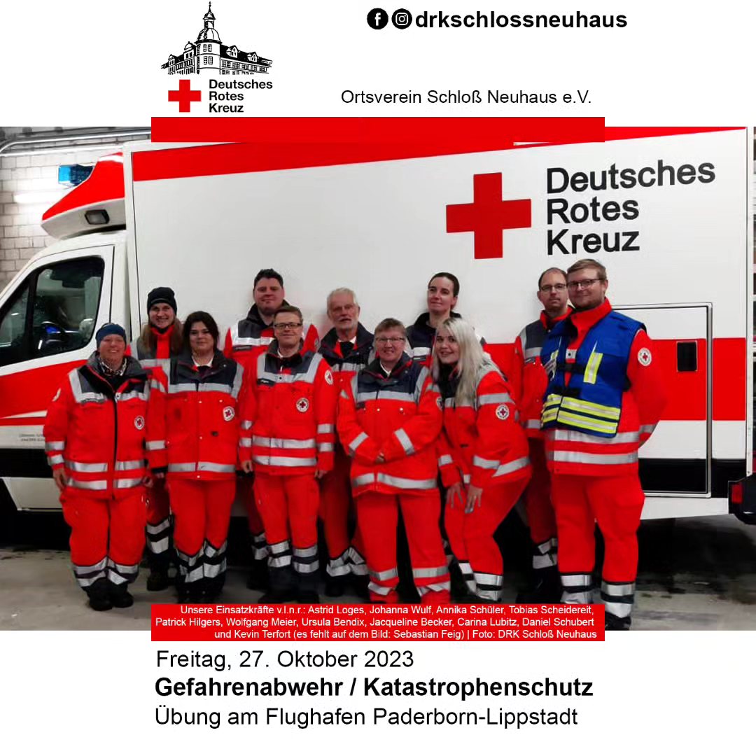 Unsere Einsatzgruppe bei der Katastrophenschutzübung beim Flughafen Paderborn-Lippstadt am 27.10.2023
