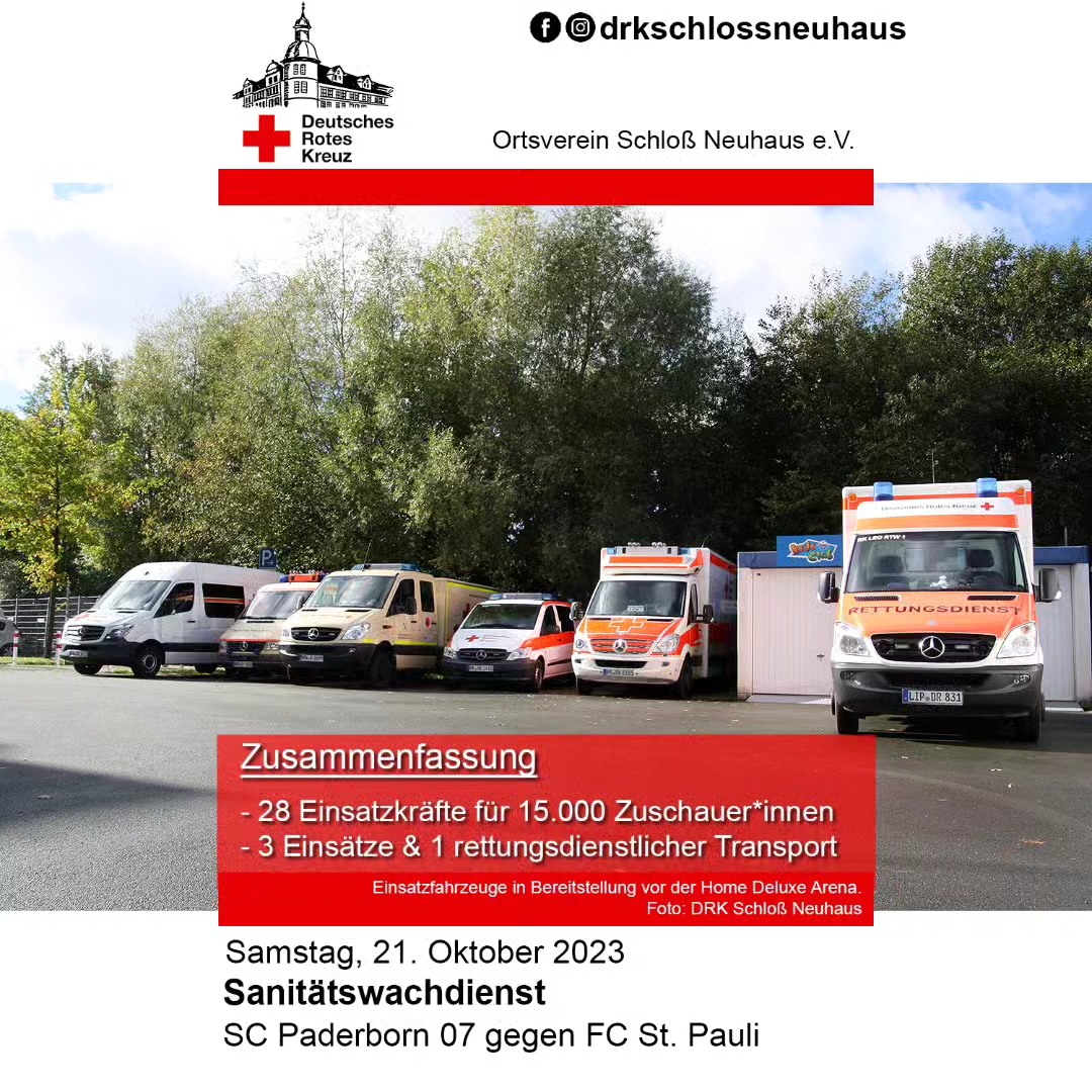 Eingesetzte Fahrzeuge beim Sanitätsdienst